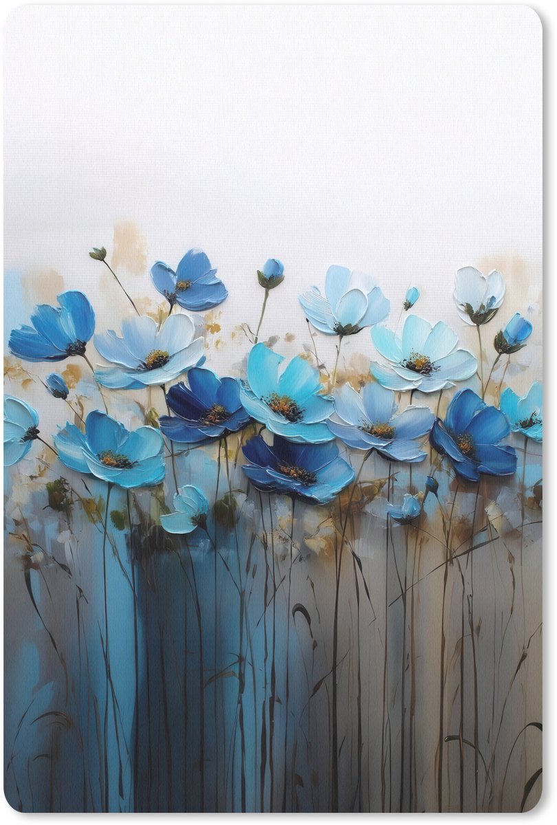 Muismat 18x27 cm - Mousepad Bloemen - Schilderij - Blauw - Muismatten