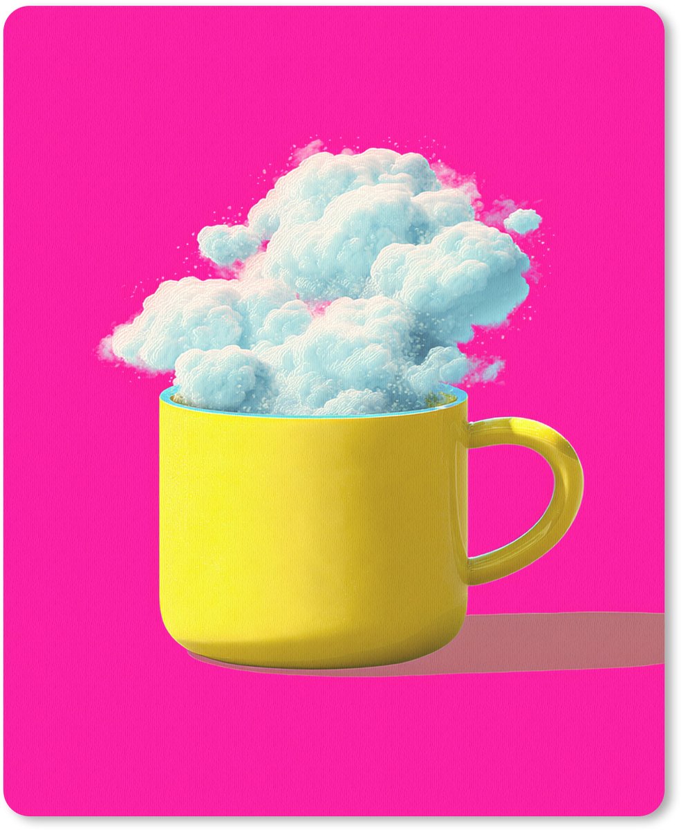 Muismat 19x23 cm - Mousepad Mok - Wolken - Roze - Minimalitisch - Muismatten