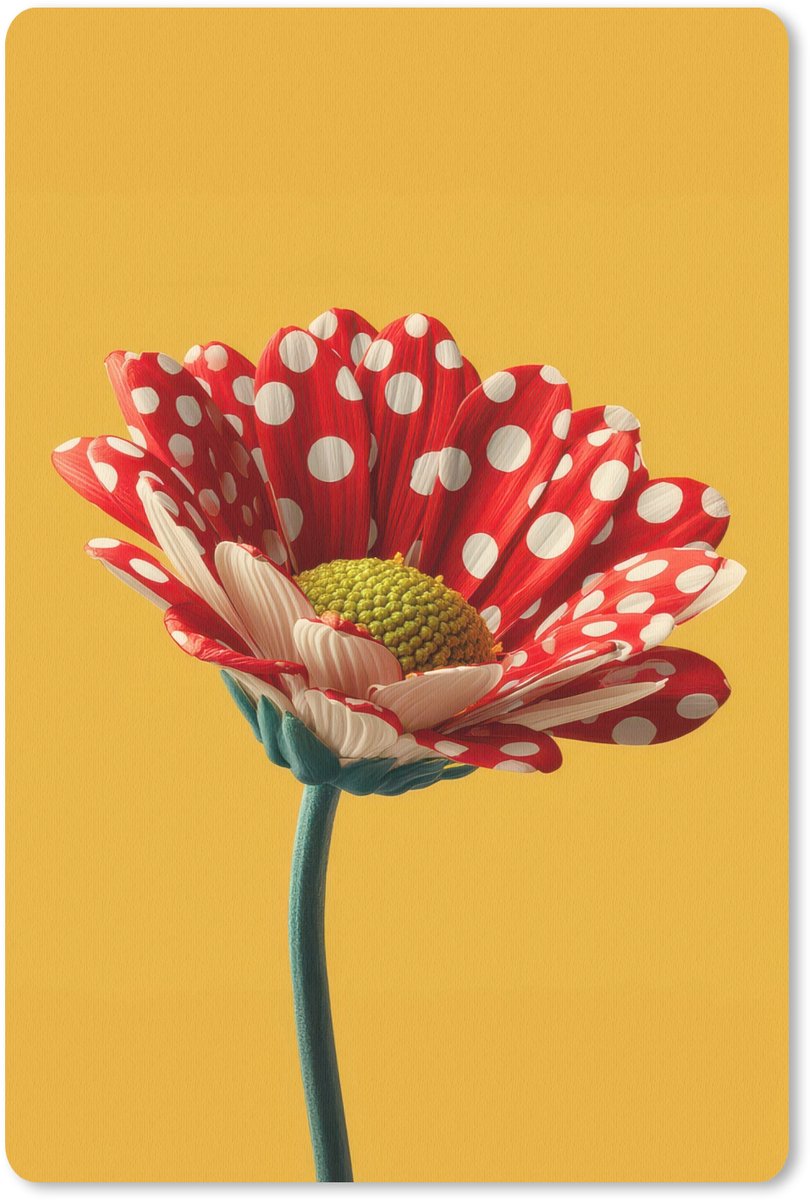 Muismat 18x27 cm - Mousepad Bloem - Rood - Stippen - Muismatten