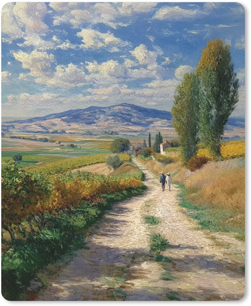 Muismat 19x23 cm - Mousepad Mensen - Wandelen - Zandpad - Velden - Muismatten