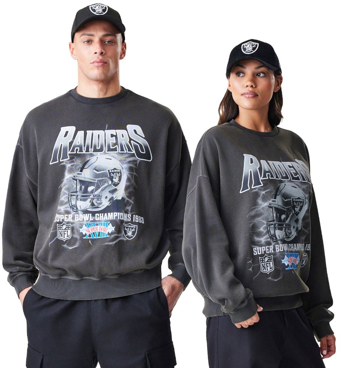 New Era Nfl Boxy Washed Las Vegas Raiders Sweatshirt M Man Grijs