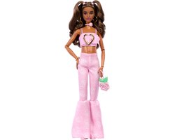 Barbie Deluxe Stijl - Roze Denim Croptop en Bruin Haar - Modepop