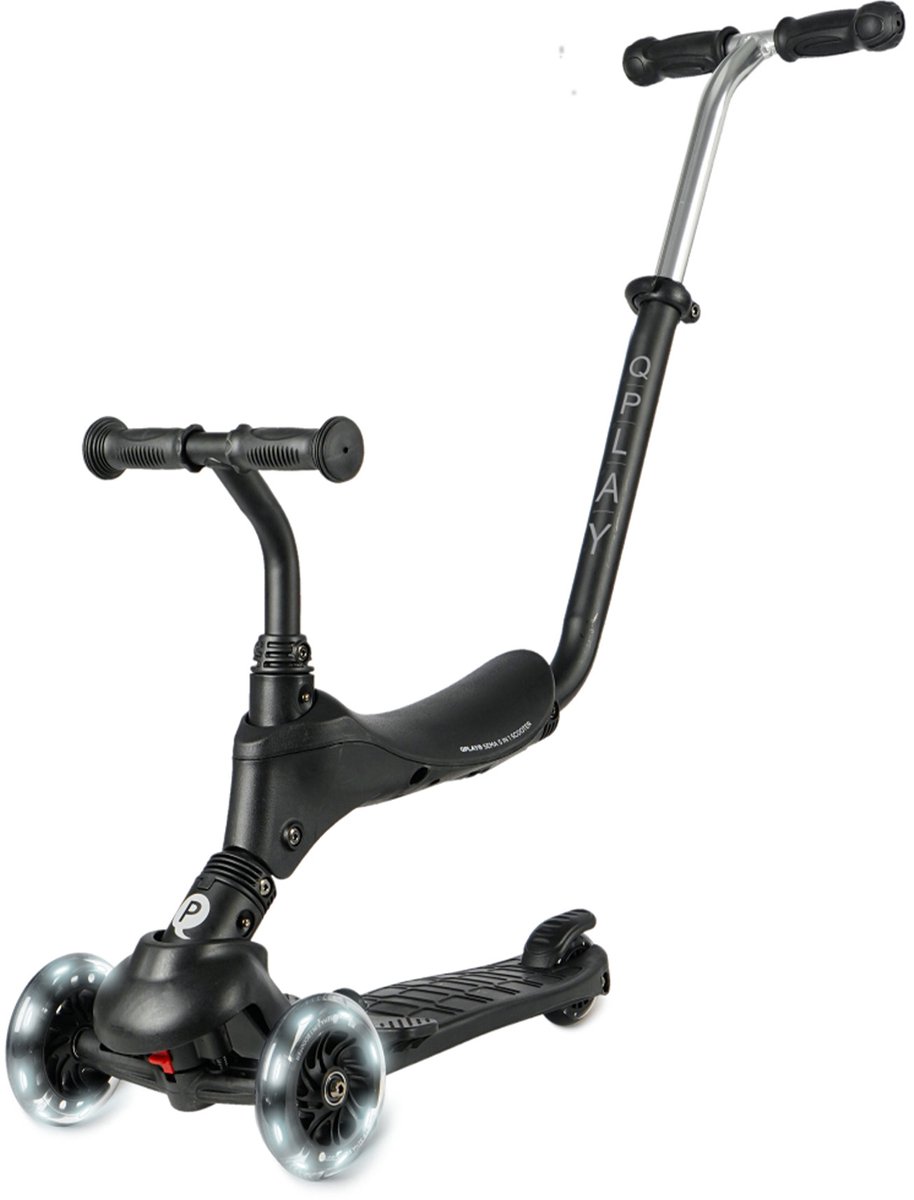 Qplay Sema Pro Black Step Scoot and Ride - 5-in-1 balansscooter - verlichting in de wielen - Zwart