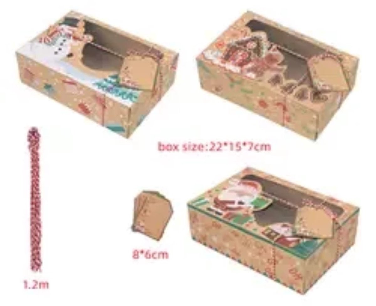 6 x Kerst Kraft Papieren Cadeaudozen met Transparant Deksel – Stevig & Herbruikbaar – Geschenkdoos - Gebakdoos – foto 7