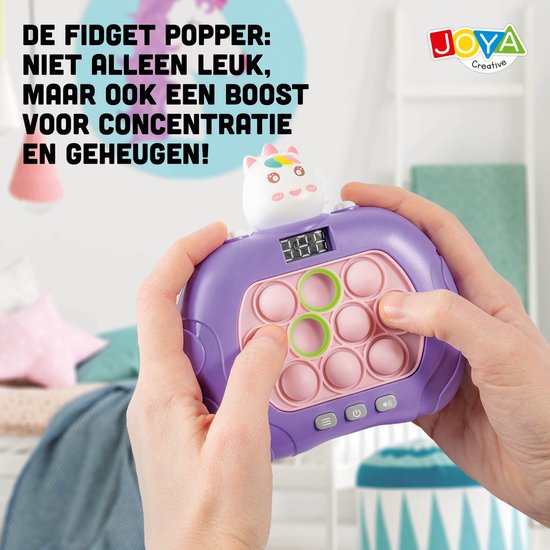 Joya Creative Pop It Manette de jeu Unicorn - 999 niveaux - Avec lumière et son - Jouet Fidget - Affichage numérique - Jouets Montessori - Jouets anti-stress - Jouets de voyage - Pop ou Flop