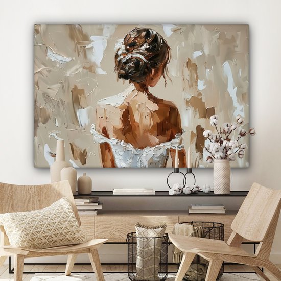 Peinture sur toile 120x80 cm - Décoration murale Femme - Peinture - Abstrait - Beige - Moderne - Décoration murale murale salon - Décoration chambre - Accessoires de chambre - Peintures