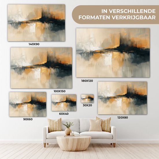 Peinture sur toile 120x80 cm - Décoration murale Moderne - Abstrait - Or - Zwart - Décoration murale salon - Décoration chambre moderne - Tableaux abstraits