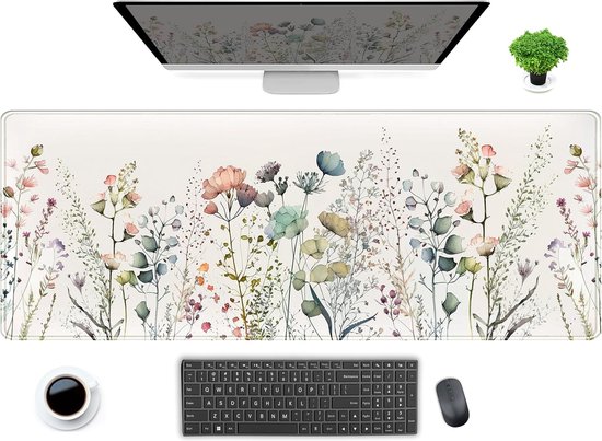 DHSBD Roze Bloemenprint Grote Muismat Lock Edge Muismat voor Laptop