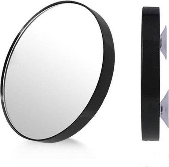 Jumada - Make-up Spiegel – Luxe Spiegel – Vergroot Spiegel – 10x Vergroot – Zuignappen – Rond – Zwart - diameter: 9cm
