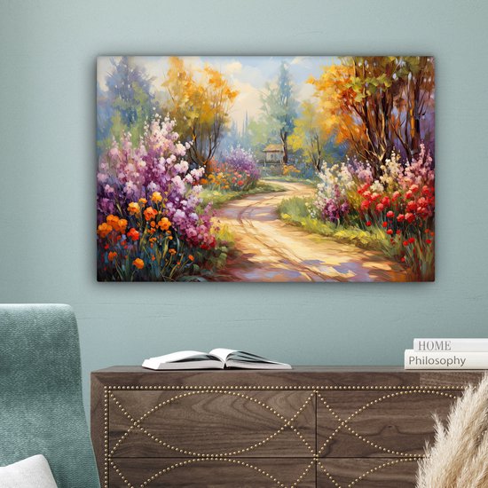 Peinture sur toile paysage 60x40 cm - Décoration rurale - Toile de Décoration murale pour chambre - Oeuvre Fleurs - Toile murale cuisine nature - Photo sur toile - Peinture de cuisine décoration de maison - Toile d'art