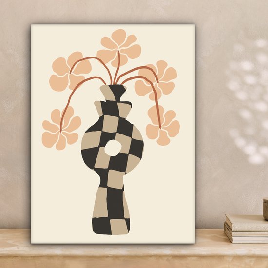 Tableau sur toile Fleurs - Vase - Art abstrait - Moderne - 30x40 cm - Décoration murale