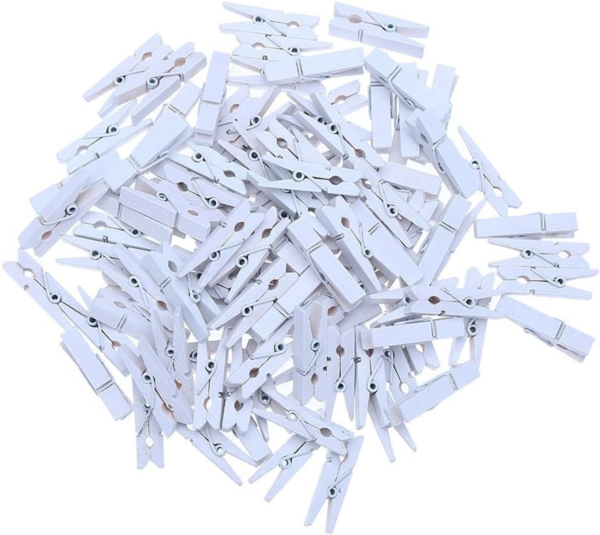 Stevige witte houten mini wasknijpers 3,5 cm - 100 stuks voor knutselen en decoratie
