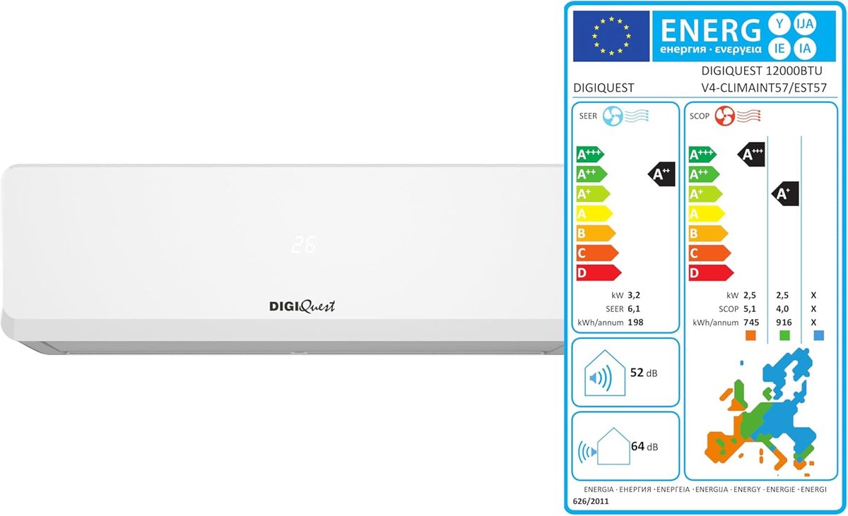 Inverter Airconditioning 12000 BTU met Wifi en Turbofunctie