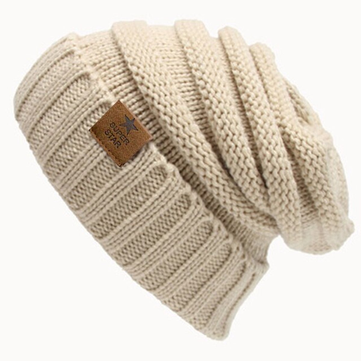 Sjtoer Muts - Wintermuts - One size - Beige - Unisex - Muts dames - Muts heren - Gebreide – Warme Gevoerde Beanie