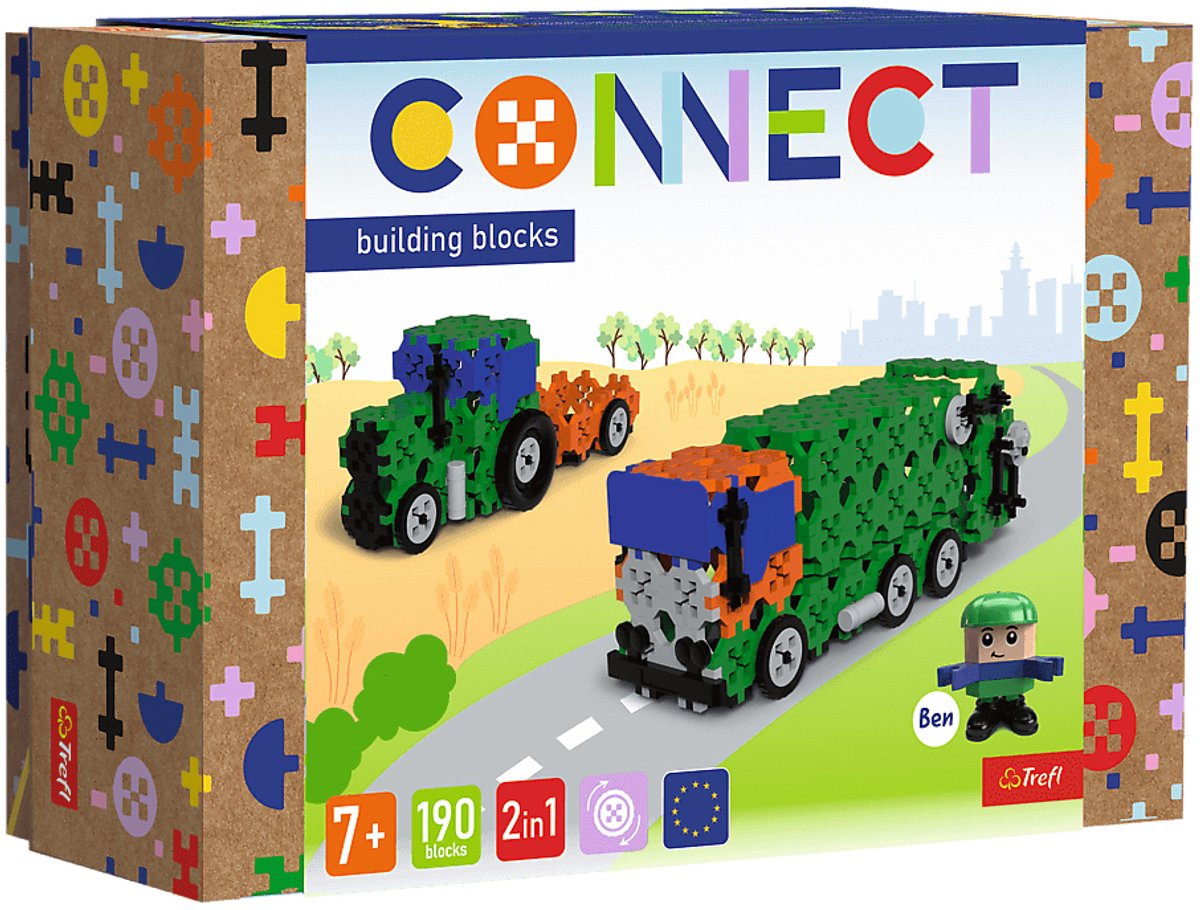 Trefl speelgoed vuilniswagen en tractor - duurzaam FSC hout.