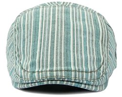 Flatcap Heren – Gestreept Blauw – Ademend Katoen – Vintage Newsboy Stijl