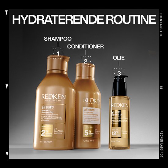Redken - Huile capillaire sans rinçage All Soft Argan-6 Oil - Pour cheveux secs et cassants - Hydrate intensément, renforce et apporte de la brillance - 100 ml