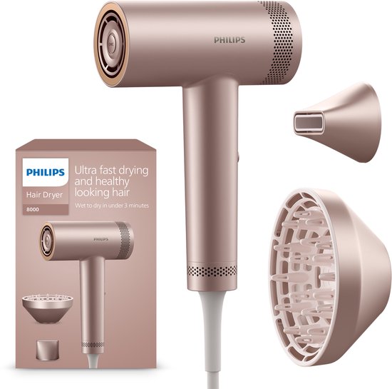 Philips 8000 Series Föhn – ThermoShield Advanced – Ionen‑technologie – Haardroger Met Diffuser - Champagne – BHD839/11
