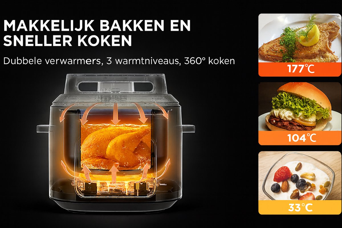 Multi-Cooker - Snelkookpan - Slowcooker - Rijstkoker - Sous - afbeelding 2