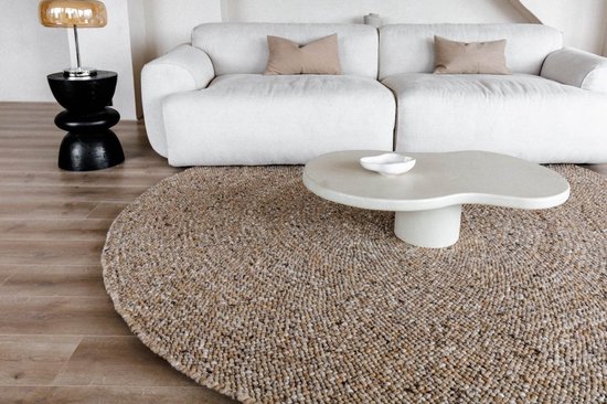 Tapis Rond en Laine Palermo Marron Mélange Eva Interior - Laine - Rond 260 Ø - (XXL)