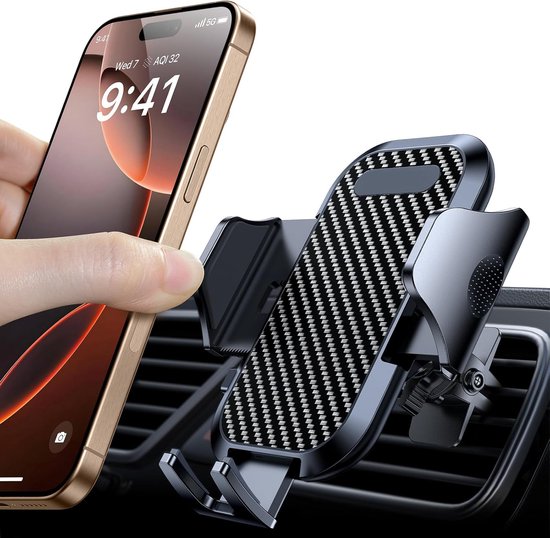 Foto: Jeiibrzui 1x auto telefoonhouder ventilatierooster stabiel en 360 draaibaar voor veilig rijden aanpasbaar voor dikke gehuizen compatibel met verticale horizontale luchtroosters