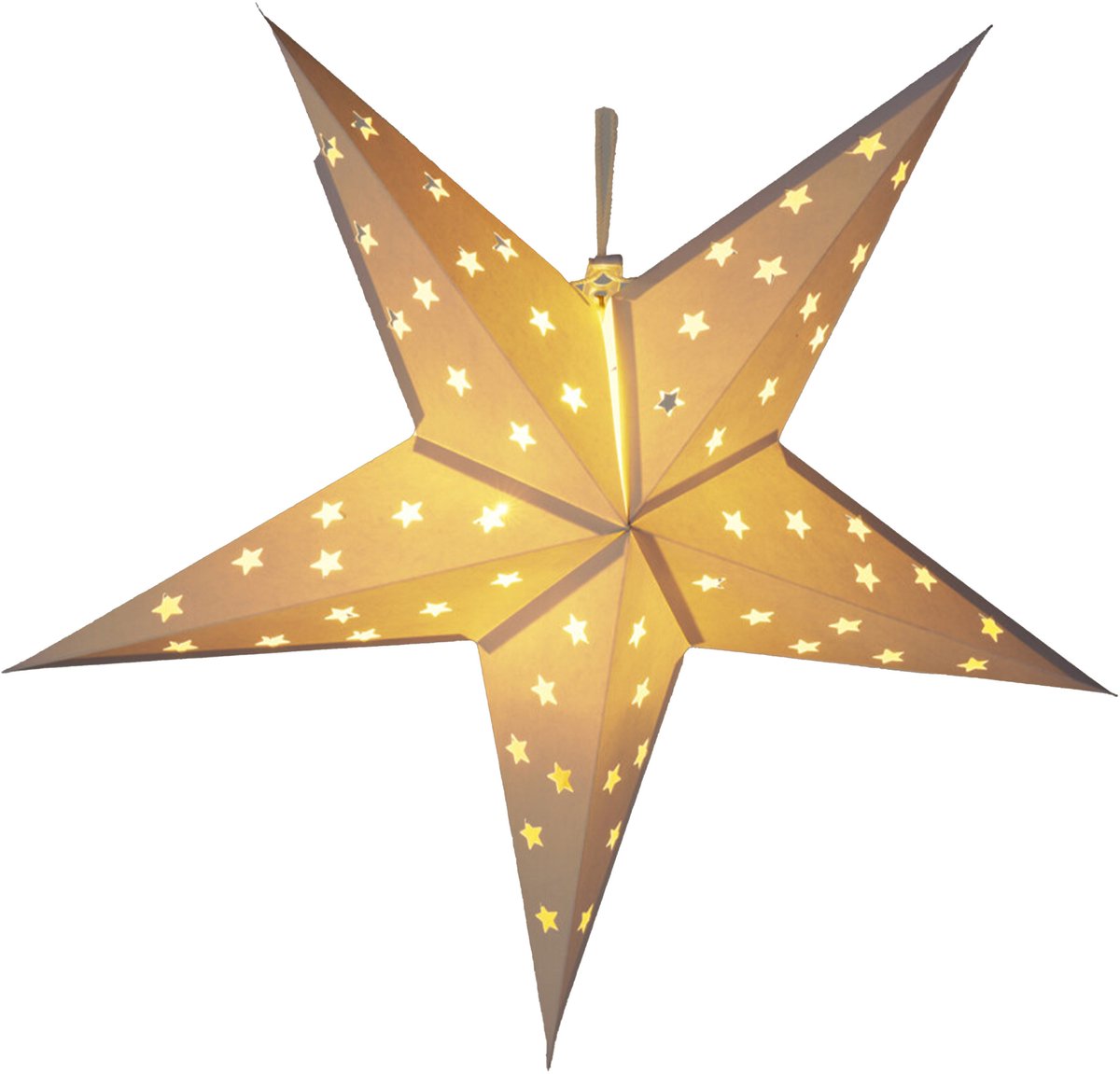 Nampook Verlichte kerstster - wit - 60 cm - op batterijen - 10 leds warm wit - papier - kerstversiering