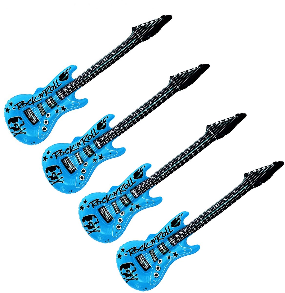 Kruger Opblaas elektrische gitaar - 4x - blauw - speelgoed - kinderen - opblaasbaar - popster