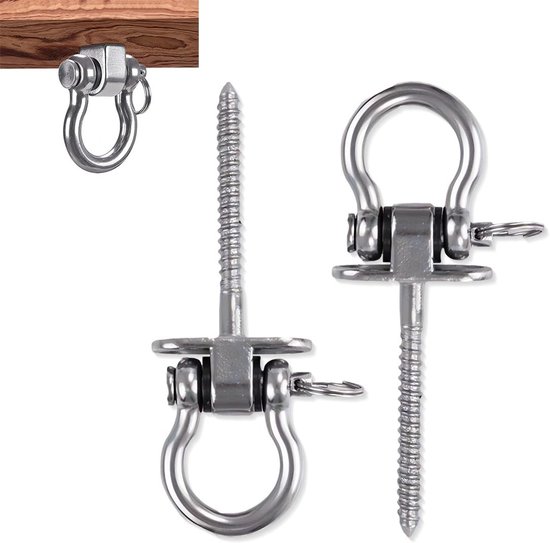 DAJAVE 4 stuks hangende schroeven, zware belasting, 180 graden schommelhaken, 304 roestvrij stalen schommelhaken voor houten balken, draagt tot 1500 lb belasting, voor binnen en buiten, speelplaats