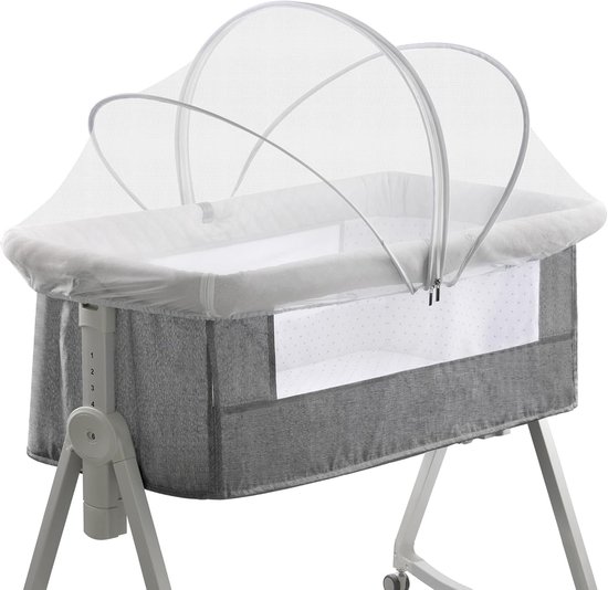 Wieghoes - Klamboehoes voor wieg, bedside sleeper, reiswieg om katten buiten te houden - Ademend babyklamboe - met 2-weg rits - Wit-Small - Toepasselijke bedmaat 55cmx100cm
