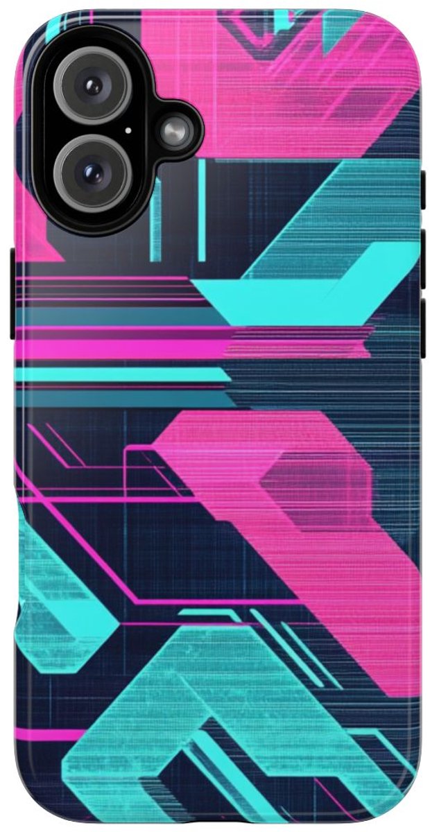 Fel Geometrisch Neonpatroon – Telefoonhoesje Geschikt voor iPhone 16 Plus