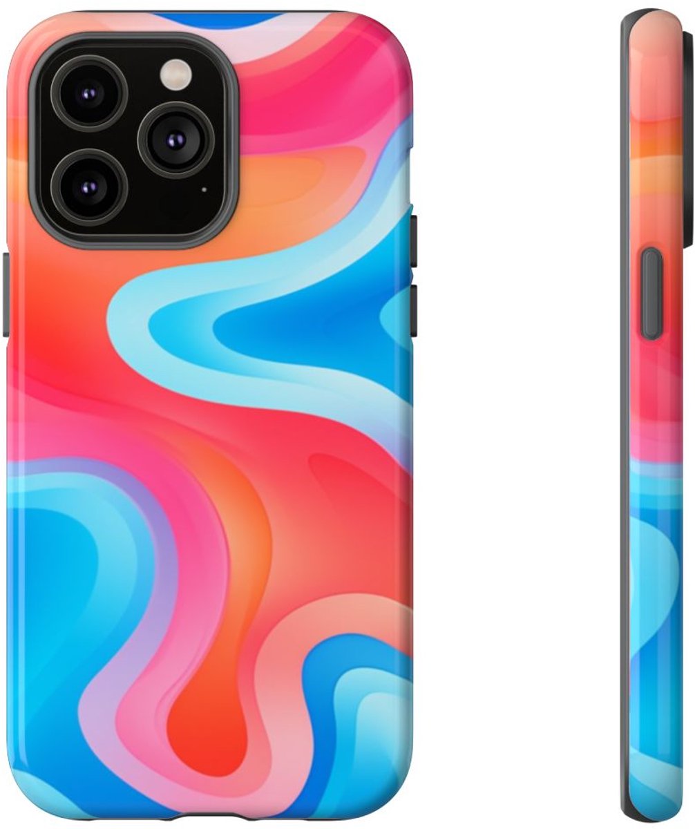 Kleurrijk Abstract Vormenpatroon – Telefoonhoesje Geschikt voor iPhone 14 Pro Max