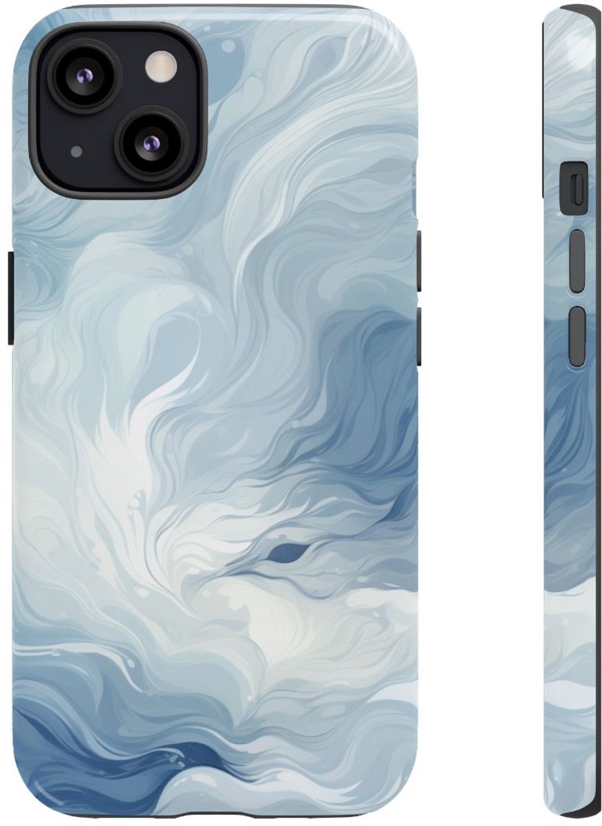 Wervelend IJzig Blauw Abstract Ontwerp – Telefoonhoesje Geschikt voor iPhone 13