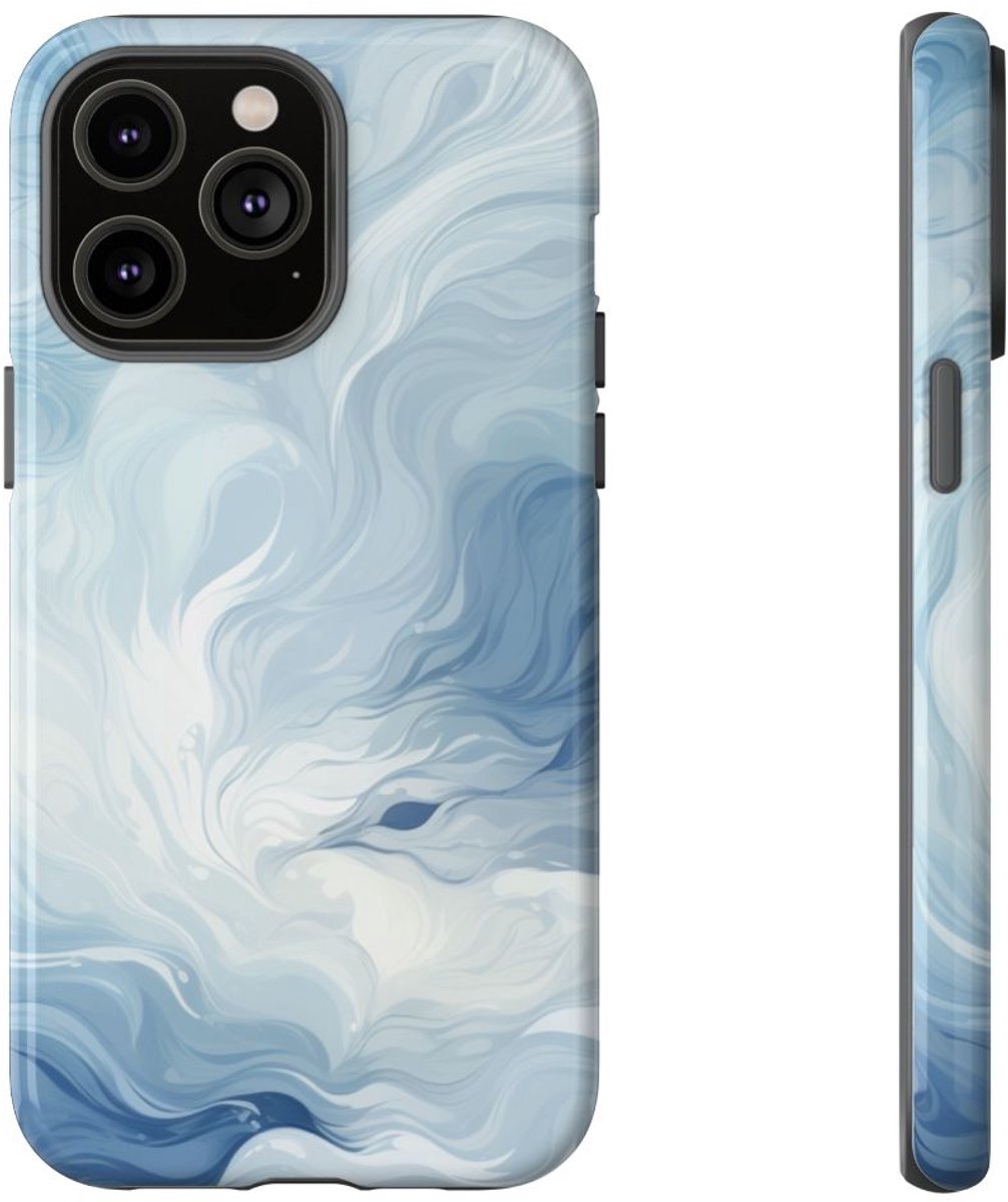 Wervelend IJzig Blauw Abstract Ontwerp – Telefoonhoesje Geschikt voor iPhone 14 Pro Max