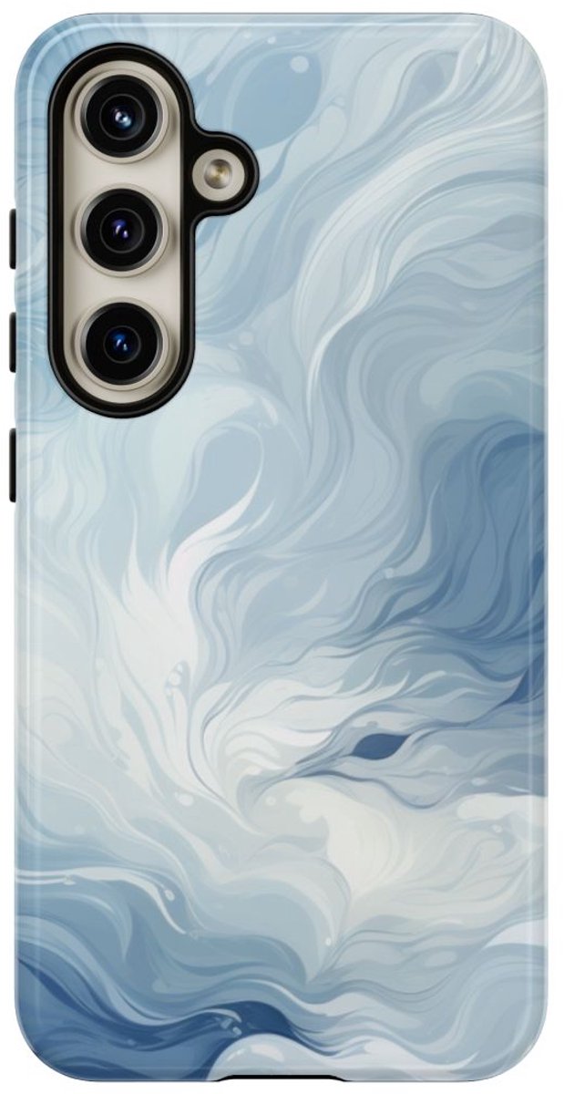 Wervelend IJzig Blauw Abstract Ontwerp – Telefoonhoesje Geschikt voor Samsung Galaxy S24