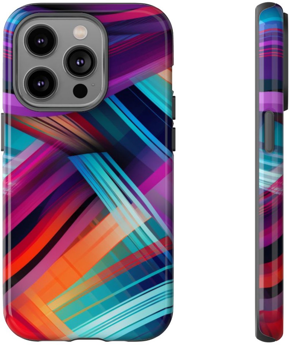 Vrolijk Abstract Gekleurd Golfpatroon – Telefoonhoesje Geschikt voor iPhone 14 Pro