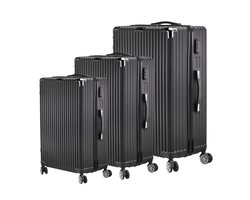 ROSAHQNDA 3-delige kofferset met TSA-slot ABS zwarte reiskoffer harde schaal trolley koffer M/L/XL set