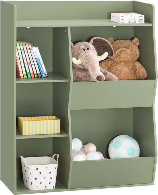 Sobuy Bibliothèque enfant Rangement Jouet Enfant avec 5 Compartiments Meuble Rangement Jouet Étagère Bibliothèque Porte-revues Vert 80x34x104cm KMB55-K-GR