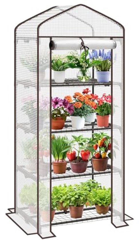 2x kweekkas tomaten, schuin dak, foliekas voor tuin & balkon, HBD 150 x 100 x 50 cm, kunststof tuinkas, PE-folie, groen