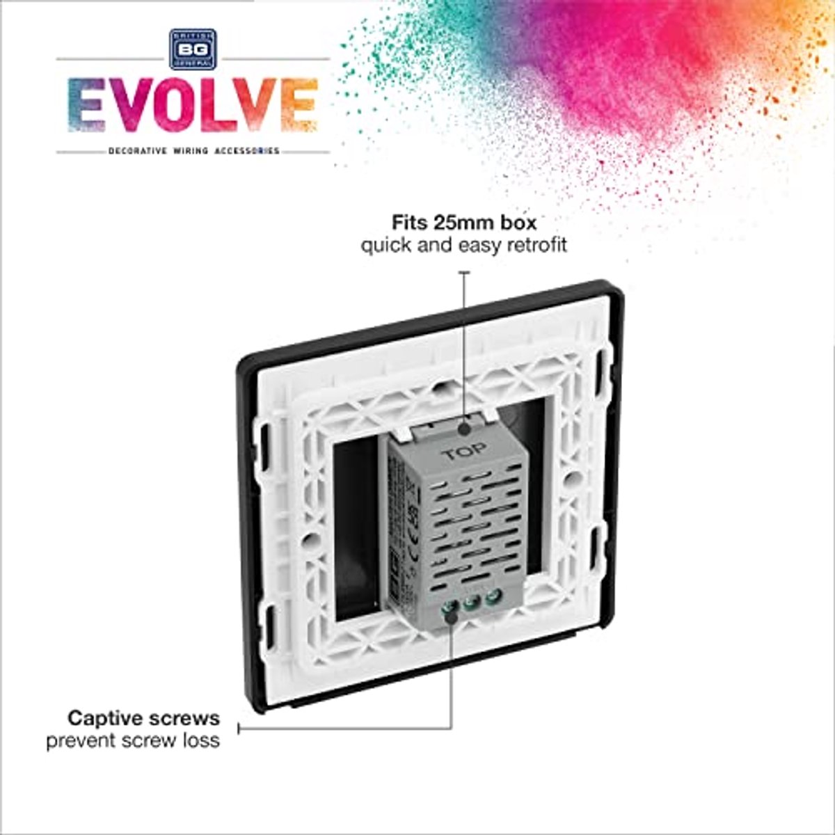 Dimmer Evolve Enkelvoudige Touch 2-weg 200W Chroom Zwart
