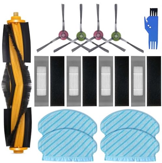 KiimSin HEPA-filter zijborstelaccessoires voor Lefant M210 M210S M210B M210P M213 M213S, voor OKP Life K2 K3 K3A K4 K5 stofzuiger reserveonderdeel, 6 HEPA-filters, 4 zijborstels