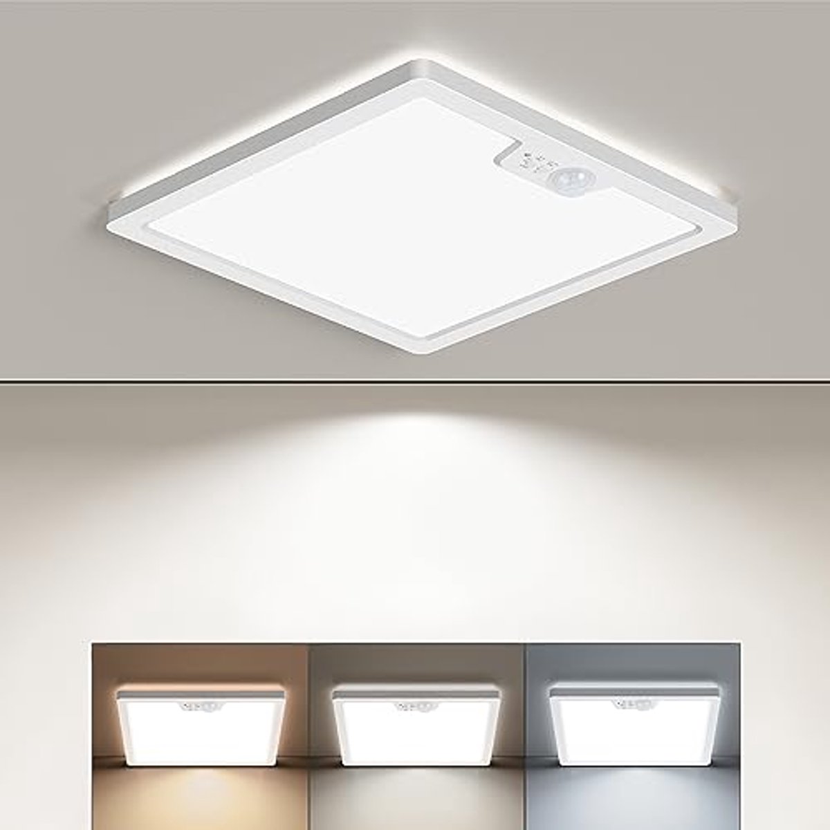LED Plafondlamp met Bewegingsmelder - 18W en Instelbare Kleurtemperaturen