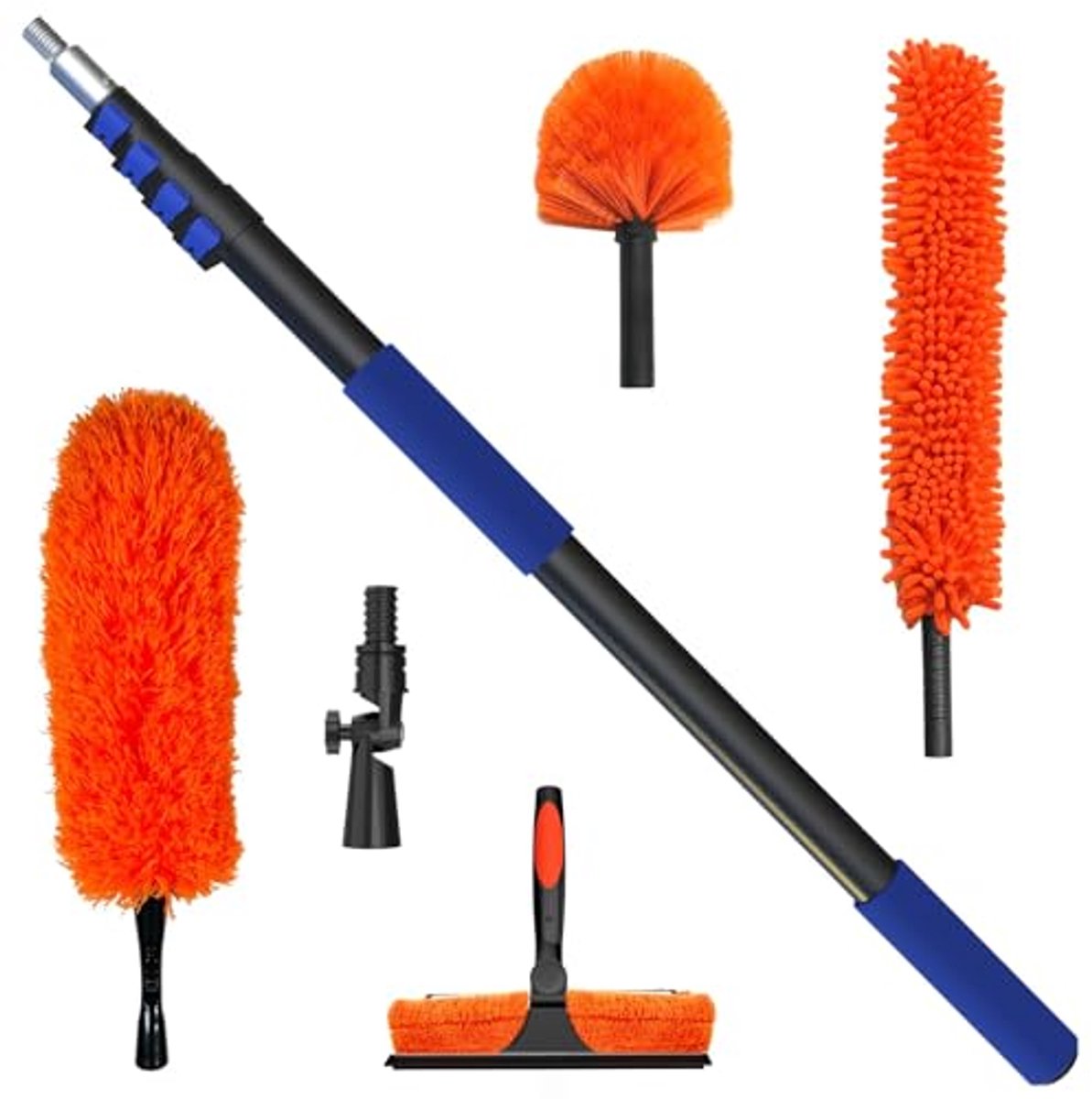 Hoogtebereik Duster Set met Uittrekbare Stok tot 5.8 m - Ideaal voor het Verwijderen van Spinrag en Ramen