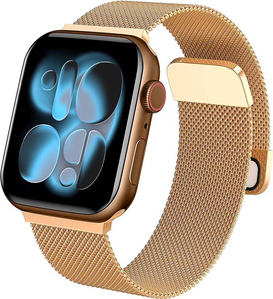 Milanese Horlogeband Geschikt voor Apple Watch 42/44/46 mm Bandje Milanees - Polsbandje Met Magneetsluiting Geschikt voor Apple Watch 42/44/46 mm Bandje Milanees - Goud