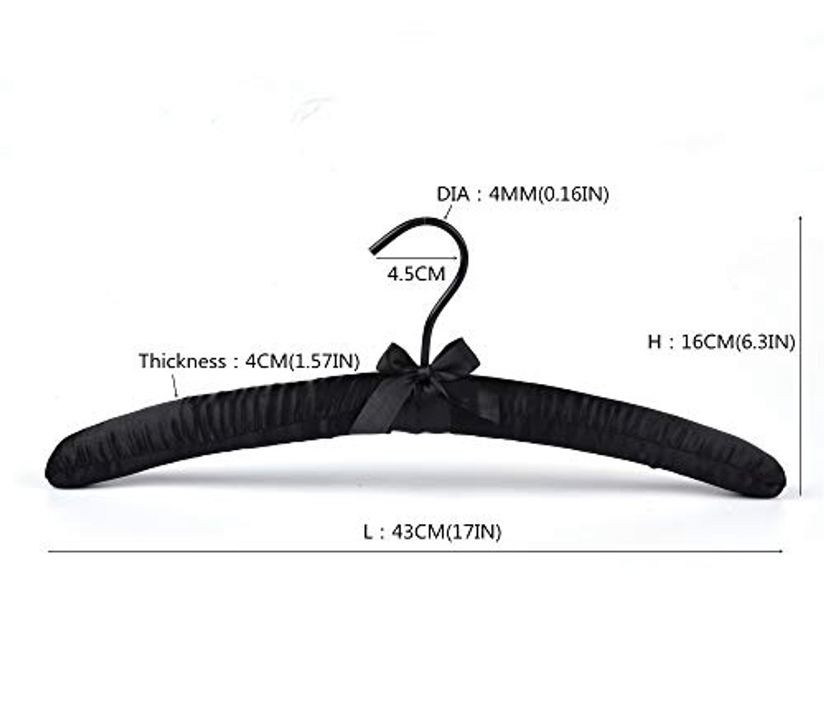 Extra grote antislip satijnen gewatteerde hangers voor jassen en truien - 43 cm, 5 stuks
