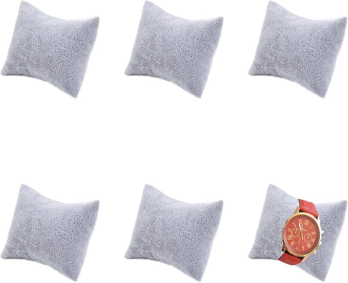 Watch Cushion - 6 Pieces - Display Pads voor Sieraden - Sieraden Display Kussens - Sieraden Cadeaus - Horloges en Armbanden - Grijs - 7 x 8 cm