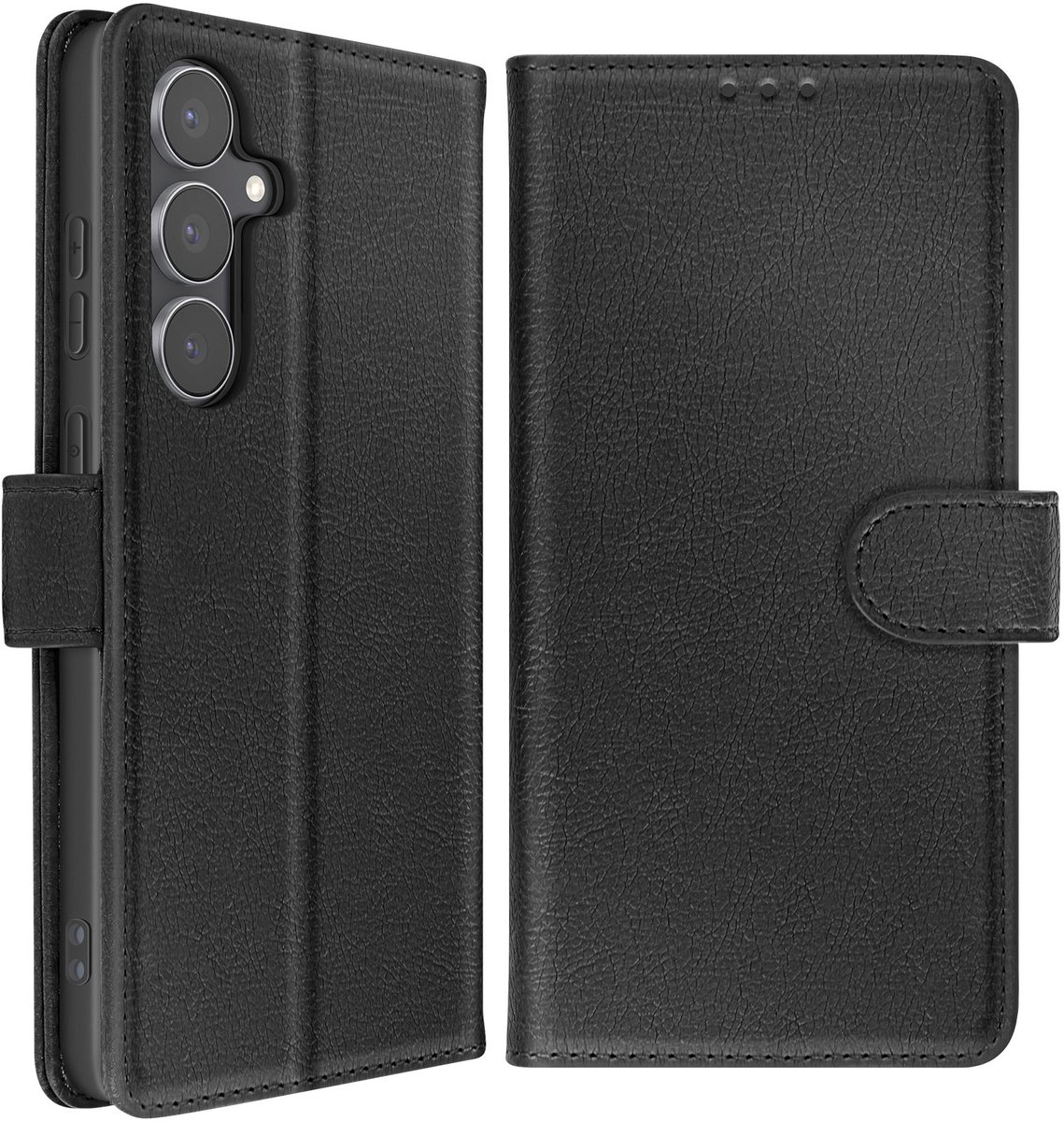 Avizar Étui Portefeuille pour Geschikt voor Samsung Galaxy S25 FE Série Chesterfield avec Fonction Support, Zwart