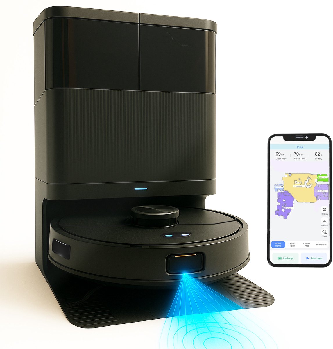 SwayTosh Nobilenta V2 – Robotstofzuiger Met Dweilfunctie – 10.000Pa – 2025 – AI Intelligence – Zelfreinigend Station & Auto-Dweilpad Reiniging – Drempels Tot 3 Cm – Volledig Beheer Via App – Robotstofzuiger Met Laadstation — afbeelding 1
