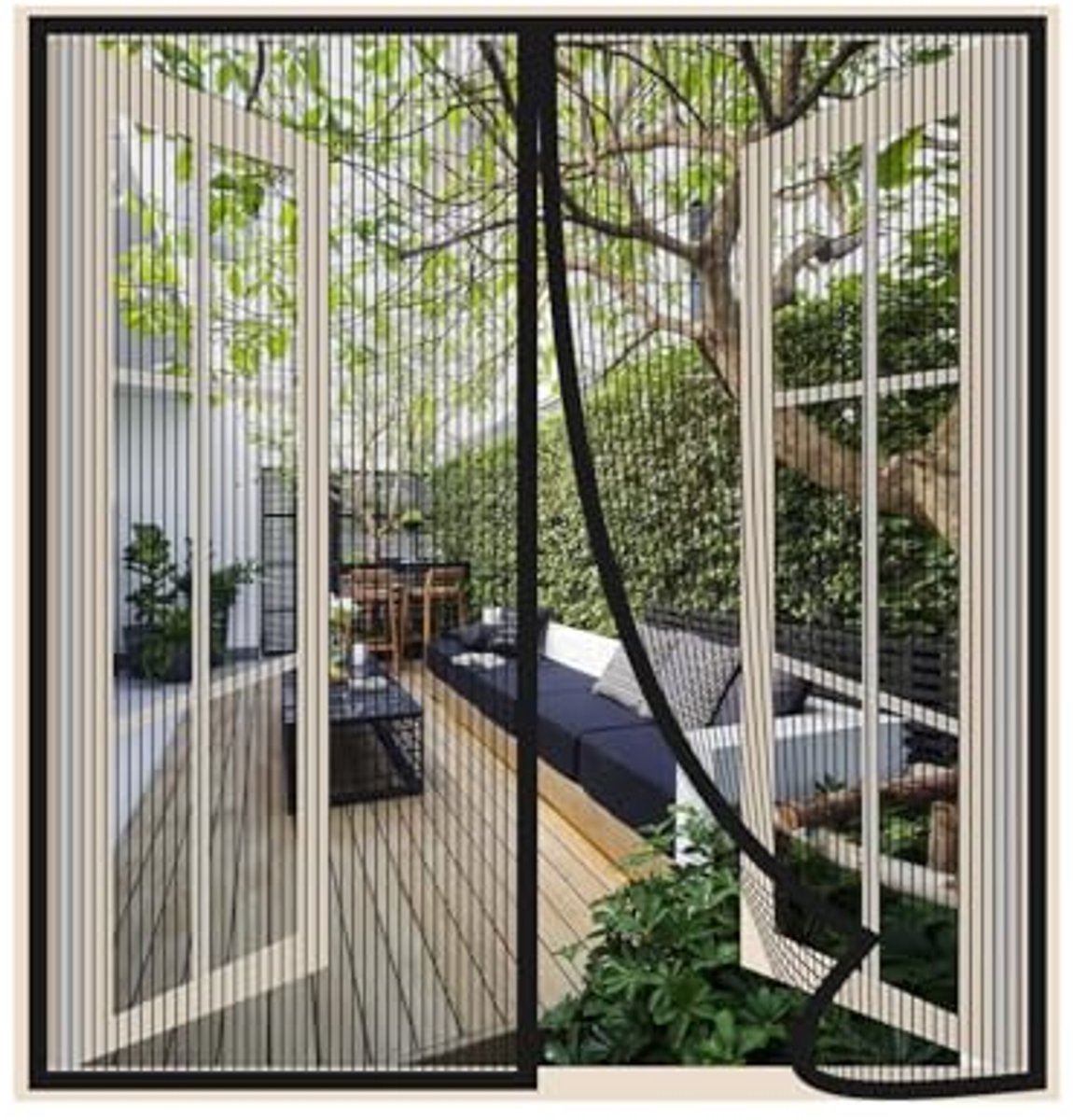 Magnetisch Vliegengordijn 70x135cm - Zwart Fijn Dikker Gaas Hordeur voor Balkon en Raam, Sluit Automatisch, Houd Insecten Buiten