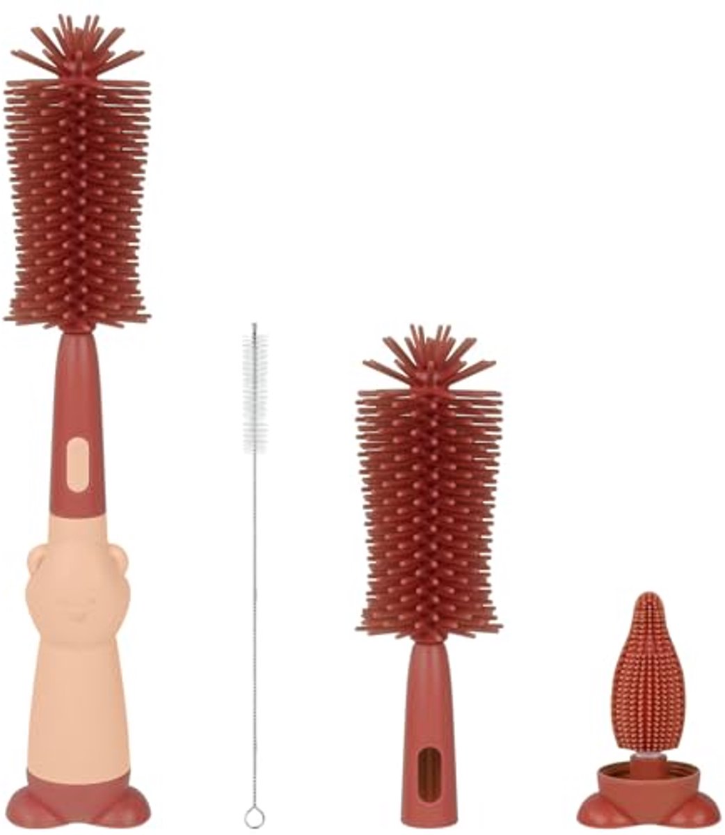 Image of 3-in-1 Siliconen Flessenborstel voor Babyflessen, Glazen en Thermoskannen