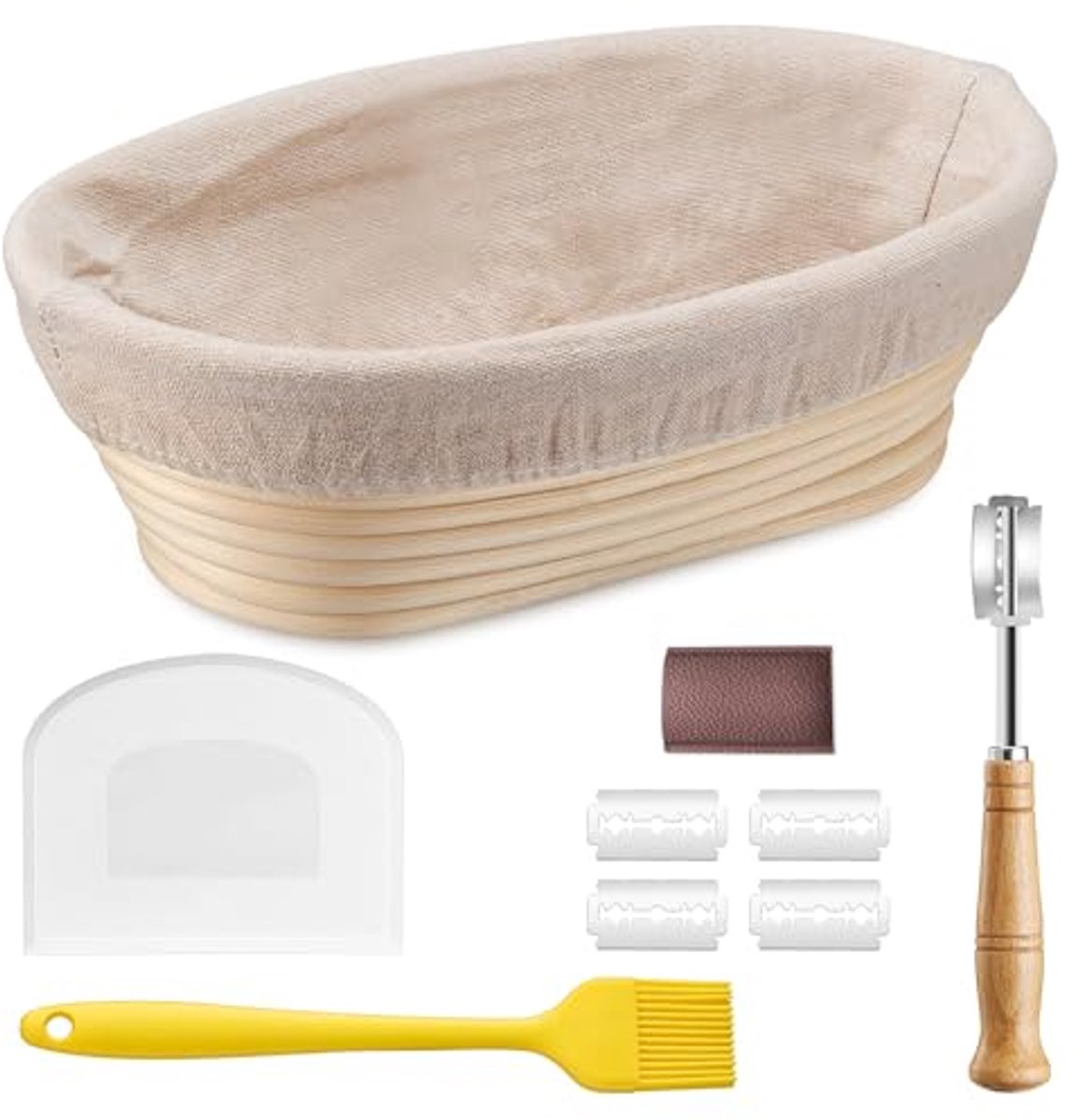 Ovaal Gaarmandje 25 cm met Bakaccessoires - Broodset voor Thuis en Professionele Bakkers